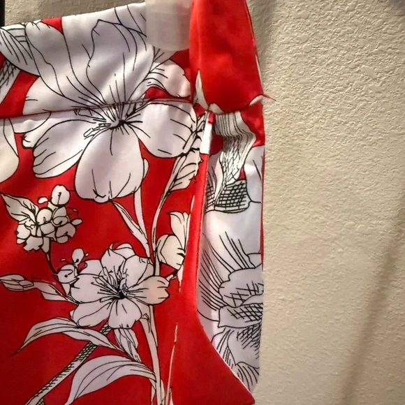 Elie Tahari Red Floral Wide Leg Pants NWT Silky Satin Flowy Palazzo Trousers - Picture 5 of 10